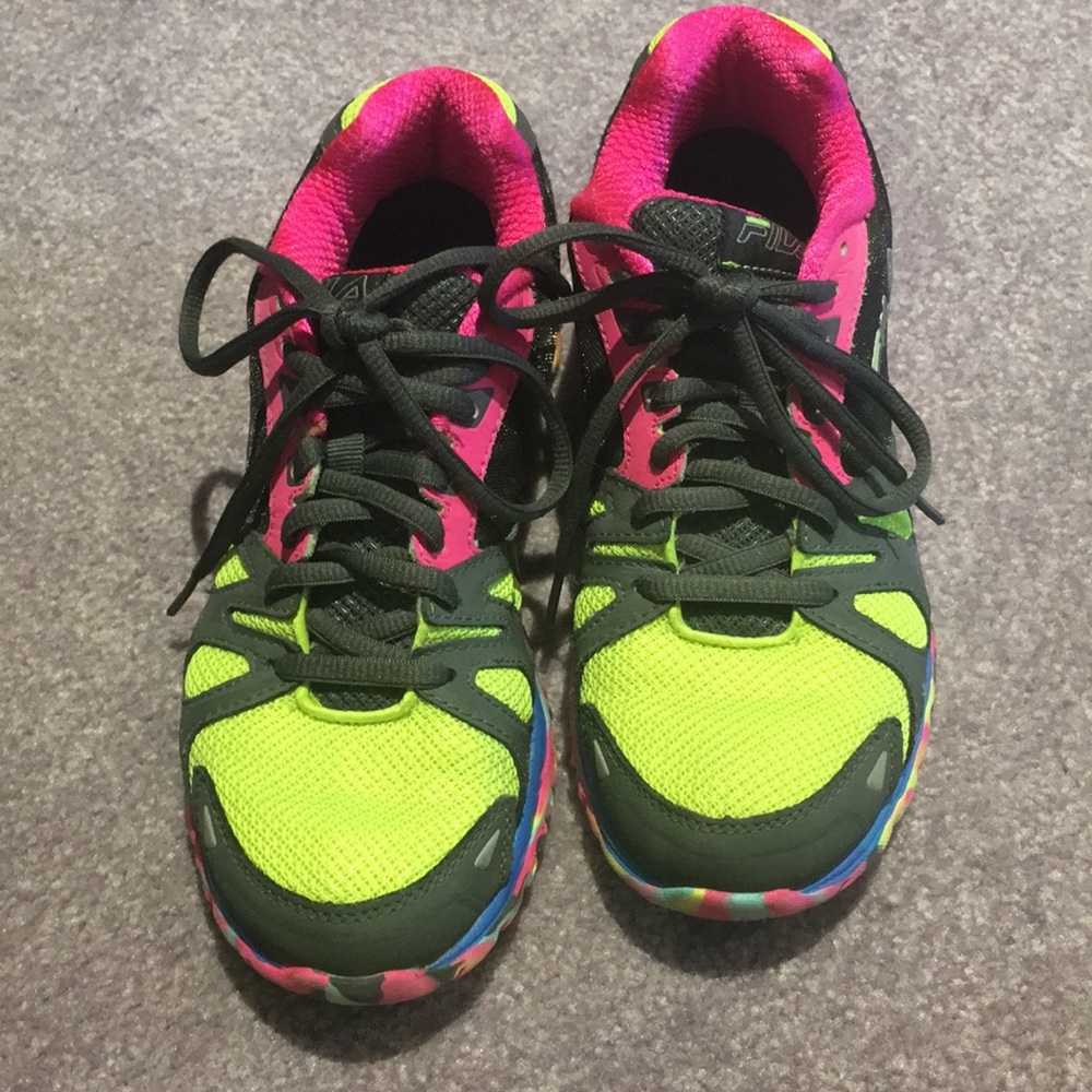 Women's Neon Yellow and Pink Athletic Sneakers